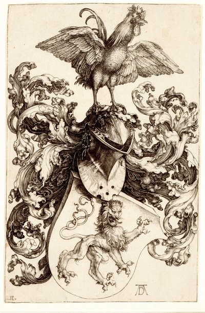 Wapen met een Leeuw en een Haan door Albrecht Dürer